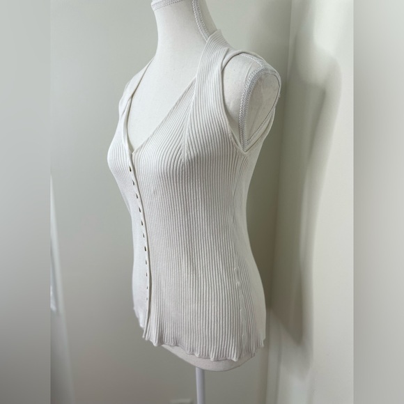 Planet Ribbed Button Front Cross Strap Sweater Tank Top M - Picture 5 of 14